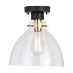 New Patriot Lighting® Kenzie Matte Black & Gold 1-Light Semi-Flush Mount Ceiling Light