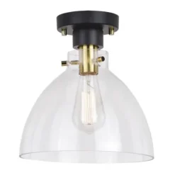 New Patriot Lighting® Kenzie Matte Black & Gold 1-Light Semi-Flush Mount Ceiling Light