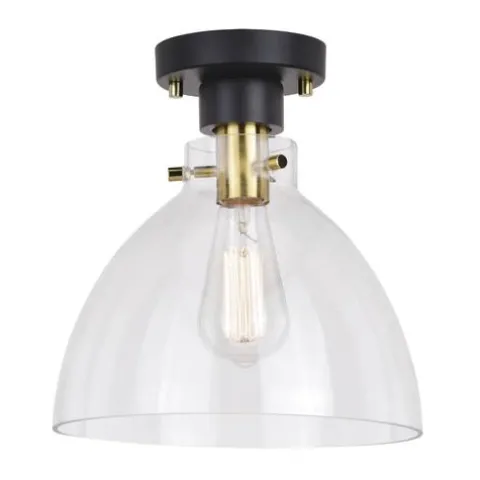 New Patriot Lighting® Kenzie Matte Black & Gold 1-Light Semi-Flush Mount Ceiling Light