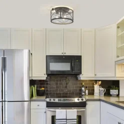 New Patriot Lighting® Lizzie Matte Black 3-Light Flush Mount Ceiling Light