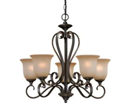 New Patriot Lighting® Mavis 5-Light Oil Brushed Bronze With Gold Accent Chandelier
