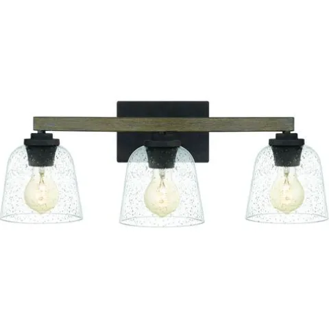 Outlet Patriot Lighting® Danae Matte Black 3-Light Vanity Light