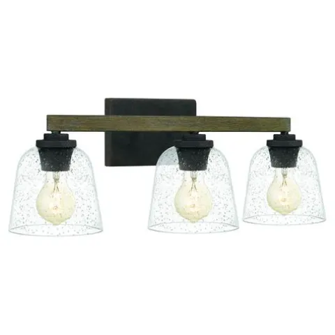 Outlet Patriot Lighting® Danae Matte Black 3-Light Vanity Light