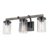 Outlet Patriot Lighting® Elegant Home Brooklyn Natural Iron & Distressed Faux Wood 3-Light Vanity Light