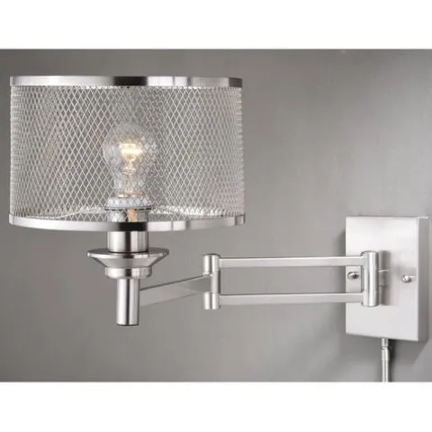 Outlet Patriot Lighting® Polk Satin Nickel 1 Light Wall Light