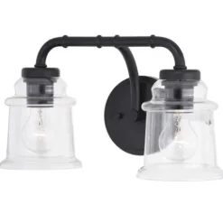 Outlet Patriot Lighting® Toledo Matte Black 2 Light Vanity Light