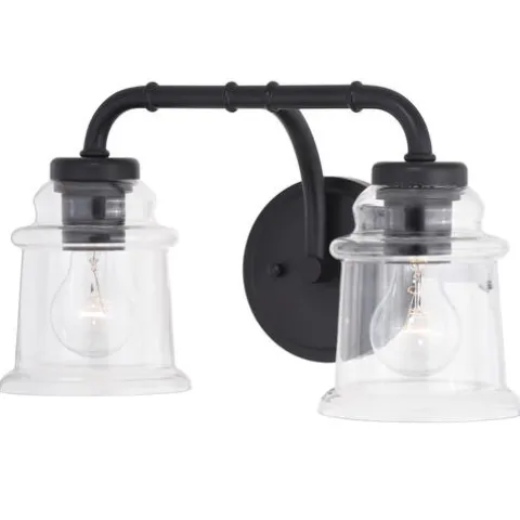 Outlet Patriot Lighting® Toledo Matte Black 2 Light Vanity Light