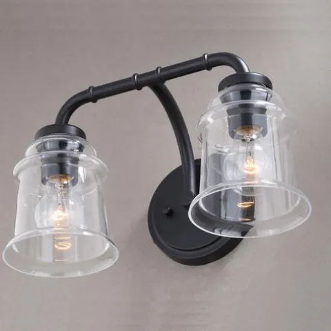 Outlet Patriot Lighting® Toledo Matte Black 2 Light Vanity Light