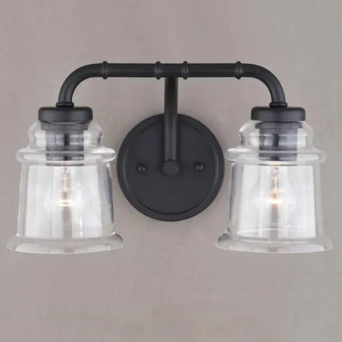 Outlet Patriot Lighting® Toledo Matte Black 2 Light Vanity Light