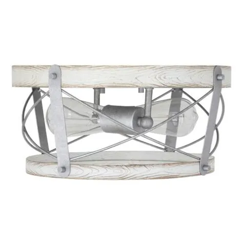 Promo Patriot Lighting® Bea White Wash Faux Wood & Galvanized 2-Light Flush Mount Ceiling Light