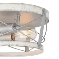 Promo Patriot Lighting® Bea White Wash Faux Wood & Galvanized 2-Light Flush Mount Ceiling Light