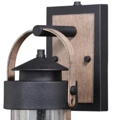 Promo Patriot Lighting® Cumberland Textured Dark Bronze And Burnished Oak Outdoor Wall Light