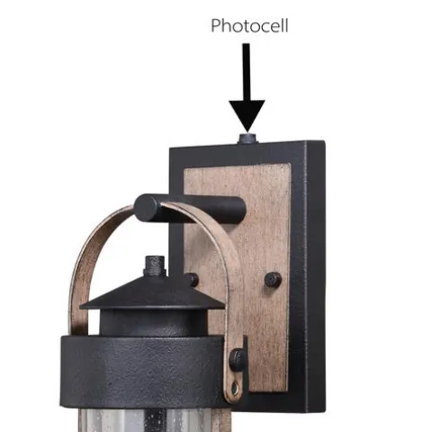 Promo Patriot Lighting® Cumberland Textured Dark Bronze And Burnished Oak Outdoor Wall Light