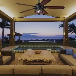 Promo Patriot Lighting™ Dalebrooke 54″ Black & Replica Wood Indoor/Outdoor Led Ceiling Fan