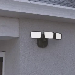 Promo Patriot Lighting® Dualux Bronze Led Triple Head Outdoor Security Flood Light