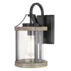 Promo Patriot Lighting® Elegant Home Brooklyn Natural Iron & Distressed Faux Wood Outdoor Wall Light