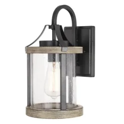 Promo Patriot Lighting® Elegant Home Brooklyn Natural Iron & Distressed Faux Wood Outdoor Wall Light