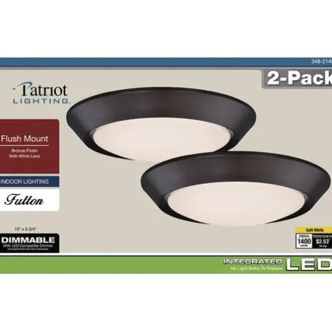 Promo Patriot Lighting® Fulton Bronze Integrated Led Flush Mount Ceiling Light 2-Pack