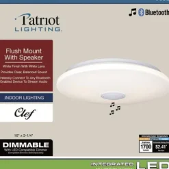 Top 10 Patriot Lighting® Clef White Integrated Led Bluetooth® Speaker Flush Mount Ceiling Light