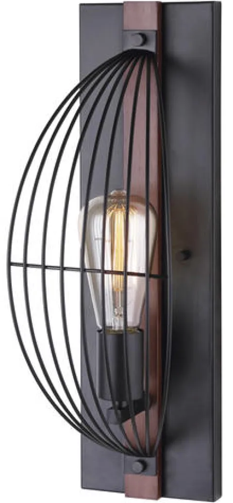 Top 10 Patriot Lighting® Gage Black With Wood Accents 1-Light Indoor Wall Light
