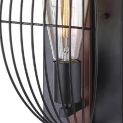 Top 10 Patriot Lighting® Gage Black With Wood Accents 1-Light Indoor Wall Light