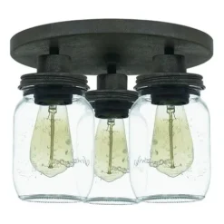 Top 10 Patriot Lighting® Wheland Matte Black 3-Light Semi-Flush Mount Ceiling Light