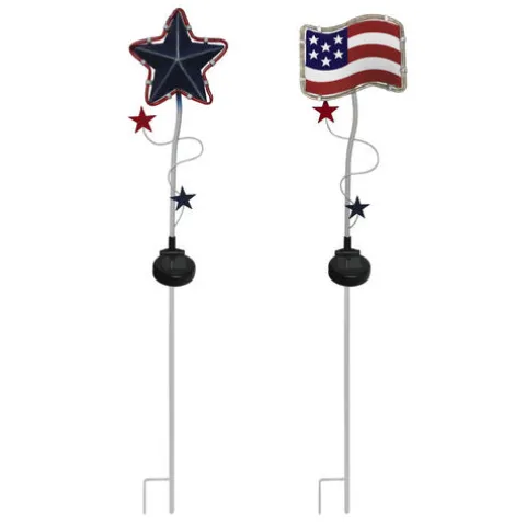 Wholesale Patriot Lighting® Solar Intergrated Led Patriotic Flag/Star Landscape Light – Assorted