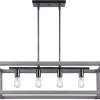 Wholesale Patriot Lighting® Elegant Home Hendy 4-Light Black Stainless Steel & Faux Wood Island Light