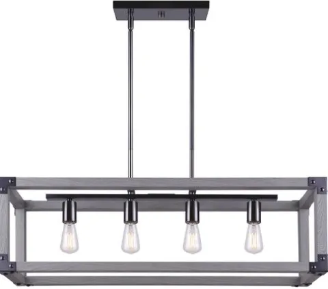 Wholesale Patriot Lighting® Elegant Home Hendy 4-Light Black Stainless Steel & Faux Wood Island Light