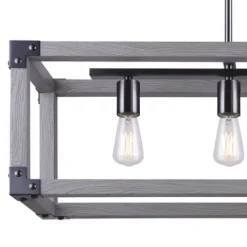 Wholesale Patriot Lighting® Elegant Home Hendy 4-Light Black Stainless Steel & Faux Wood Island Light