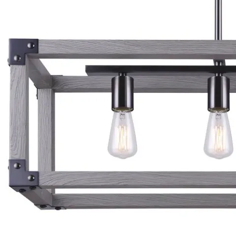 Wholesale Patriot Lighting® Elegant Home Hendy 4-Light Black Stainless Steel & Faux Wood Island Light