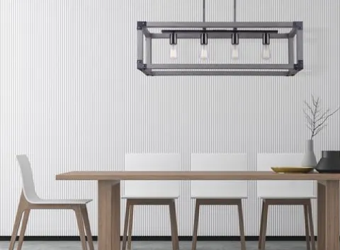 Wholesale Patriot Lighting® Elegant Home Hendy 4-Light Black Stainless Steel & Faux Wood Island Light