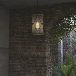 Wholesale Patriot Lighting® Elegant Home Bodhi Black & Replica Wood Outdoor Pendant Light