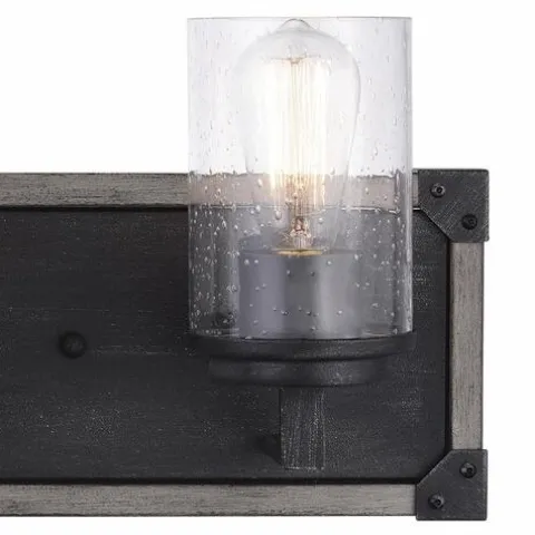 Wholesale Patriot Lighting® Levon Weathered Gray Faux Wood And Black 3-Light Vanity Light