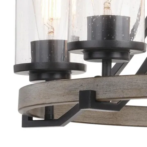 Wholesale Patriot Lighting® Elegant Home Brooklyn 5-Light Natural Iron & Distressed Faux Wood Chandelier